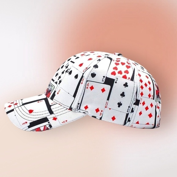 DECK of Playing Cards Poker Adjustable Baseball Cap Hat FREE Matching Earrings - Picture 6 of 15